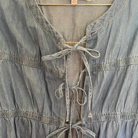 NWT Sweet Rain Chambray Denim Tie Front Jacket - Picture 3 of 3